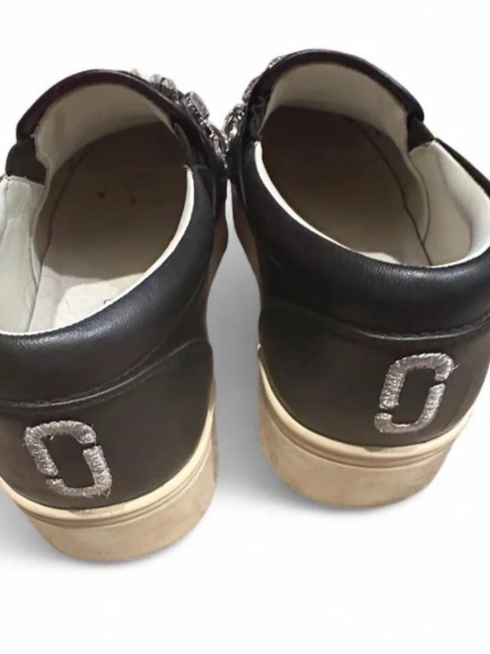 Marc Jacobs Wright Black Embellished Leather Slip-On Sneaker 10
